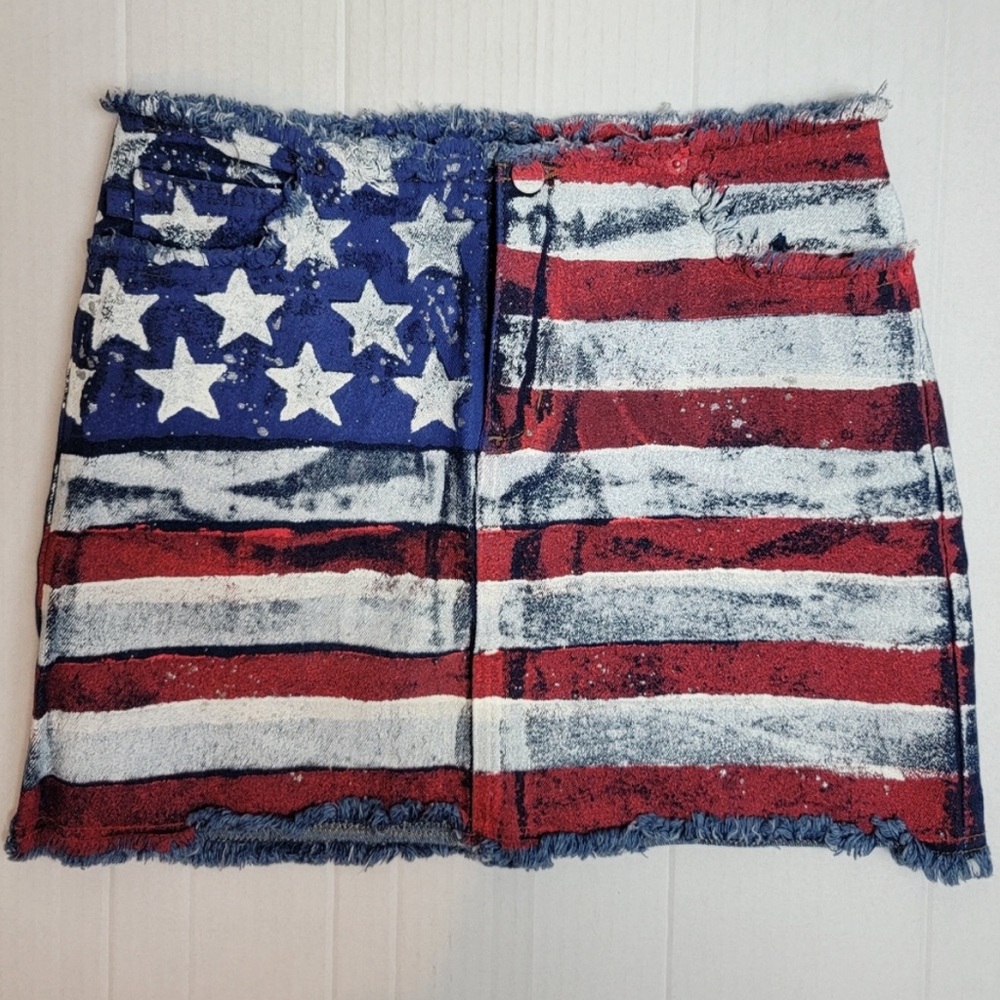Rare! VINTAGE American Flag Denim Mini Skirt